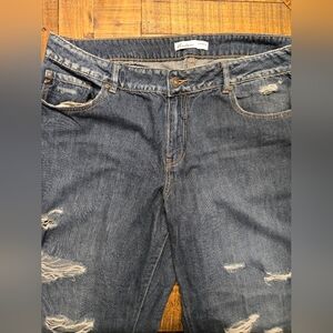 KanCan Women's Wide Leg Ripped Denim Jeans